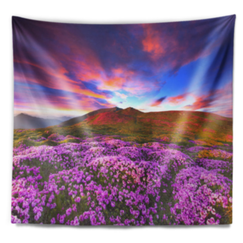 Tapisserie de fleurs de rhododendron, H 78 po x l 92 po