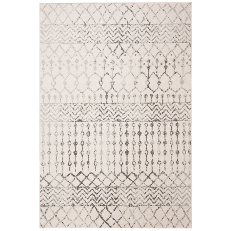 Tapis ivoire / gris de style sud-ouest Blackheart, Rectangle 6 pi x 9 pi