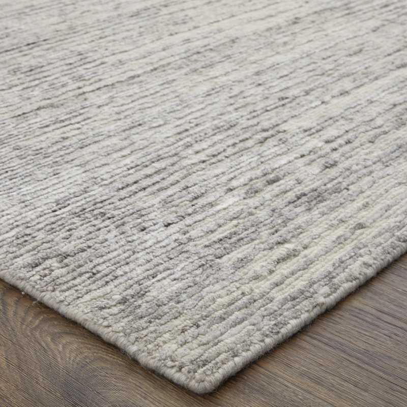 Brighton Handmade Wool Abstract Area Rug, Taupe/Ivory, Rectangle 7'9" x 9'9"