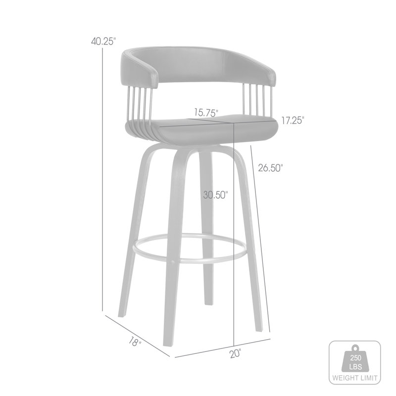 Lynnon Swivel Counter or Bar Height Bar Stool in Faux Leather, Wood and Golden Bronze Metal, Bar Stool (30.5" Seat Height)