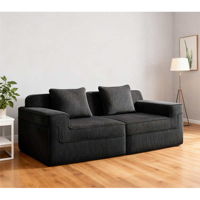 Canapé modulaire à 2 places sans os, Noir