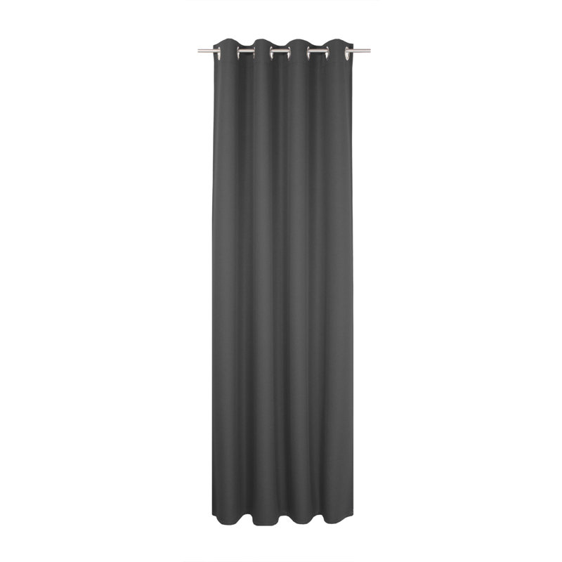 Kyrstan Synthetic Eyelet Single Curtain Panel, blackout, 132cm Width x 255cm Drop, Black