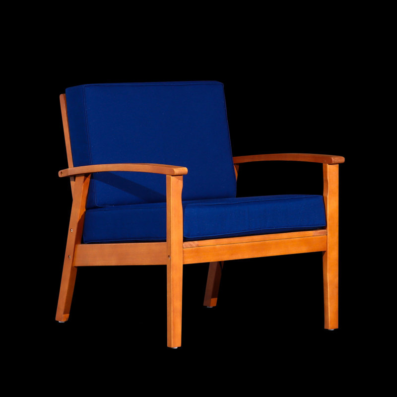 Chaise d'appoint simple, chaise de patio avec coussin, fauteuil de patio pour l'extérieur, Marine, Naturel