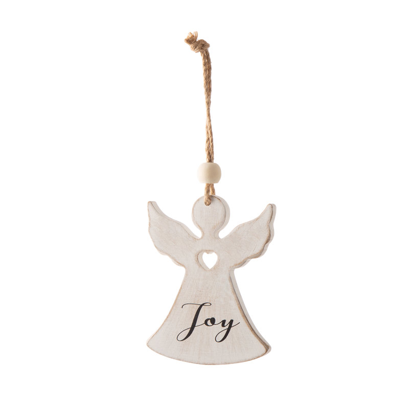 Ornement en bois de noël avec mot "joy"