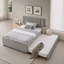 Lit capitonné pleine grandeur à canal vertical, garniture cloutée, 2 tiroirs de rangement et lit gigogne escamotable, tissu en chenille, cadre de chambre polyvalent-23462024-23462039-23462026
