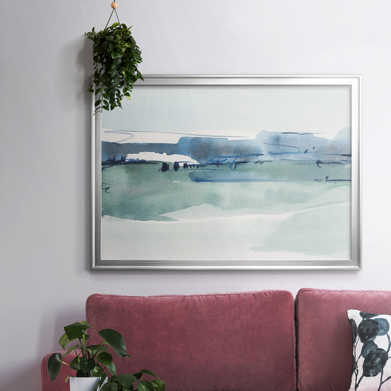 «Ultramarine Vista», toile tendue avec châssis en I, Argent, H 26 po x l 38 po x P 1,5 po