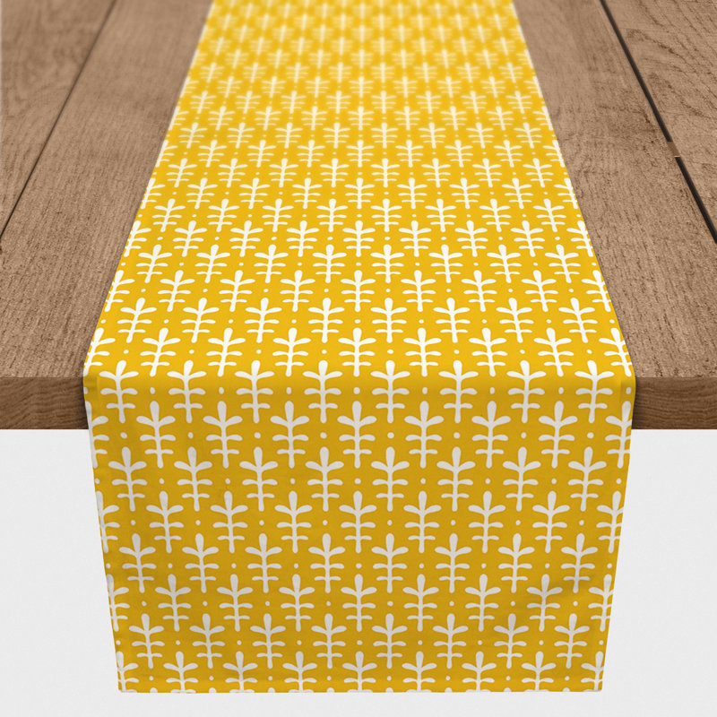 Chemin de table en losanges pointillé Nalston, 72 po x 16 po, Jaune, Floral