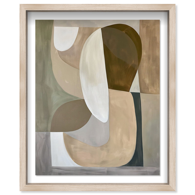 Breeze of Soft Shapes I Shadowbox Abstract Print by Oliver Gal, Black Frame, 16 x 20, 46.5"H x 37.5"W, Natural Oak Frame