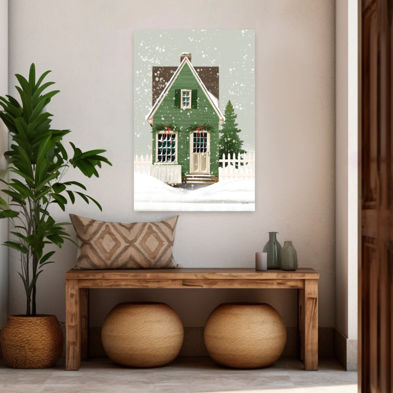 Maison de vacances abstraite, art contemporain de l'architecture hivernale, 48" H x 32" W
