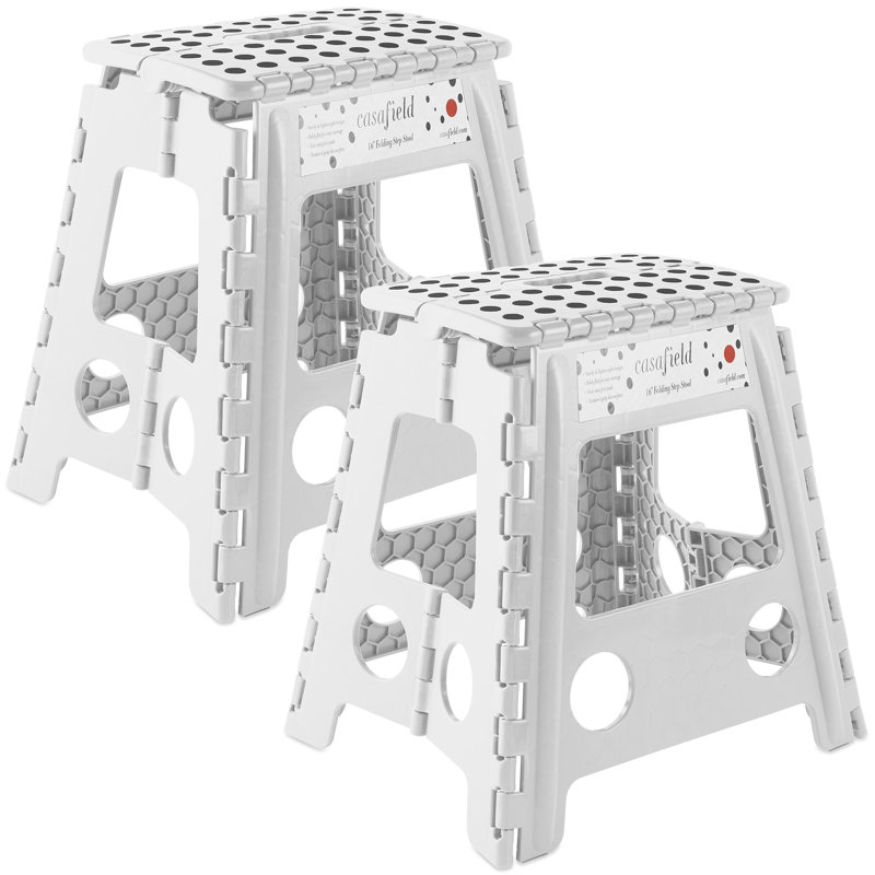1 - Step Plastic Folding Step Stool, White