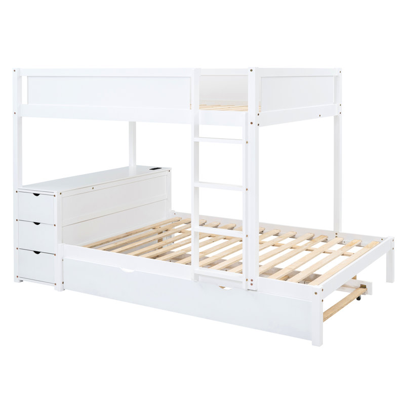 Lit simple superposé avec bureau et rangement blanc