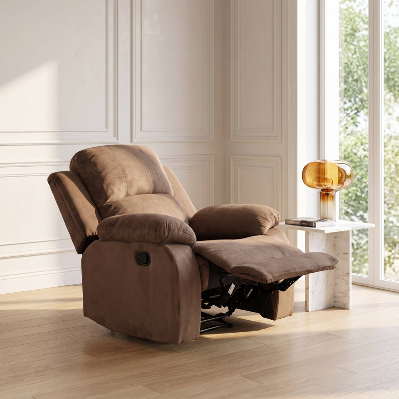 Fauteuil inclinable manuel marron | Siège inclinable rembourré en velours doux pour salon et cinéma maison