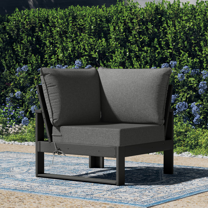 Chaise de coin de patio à assise profonde avec cadre, Gris, Gris