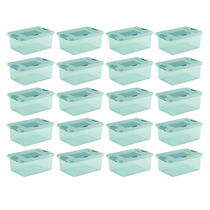 Sterilite Fresh Scent Stackable Plastic Storage Tubs & Totes Set, 20, 6.75" H x 16.25" W x 11.25" D