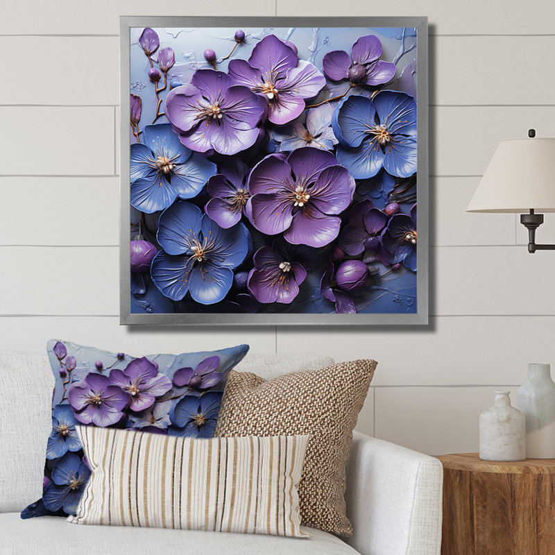 Royal Elegance - Violets Wall Art Prints, 16" H x 16" W x 1" D, Gold Picture Framed