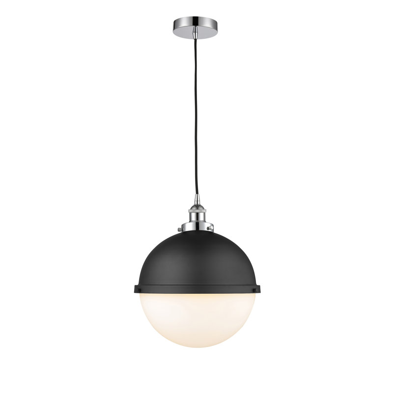 Luminaire suspendu simple à 1 lumière Laklyn, Transparent, H 16,5 po x l 13 po x P 13 po, Chrome poli