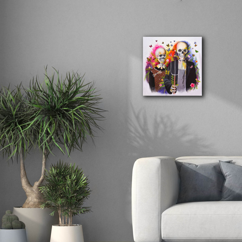 Epic Graffiti 'American Gothic Bones'  by Ivan Negrete Canvas Wall Art, 18" x 18", 18" H x 18" W