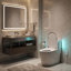 Toilette blanche compacte avec réservoir-IPX4 imperméable, ouverture automatique et siège chauffant