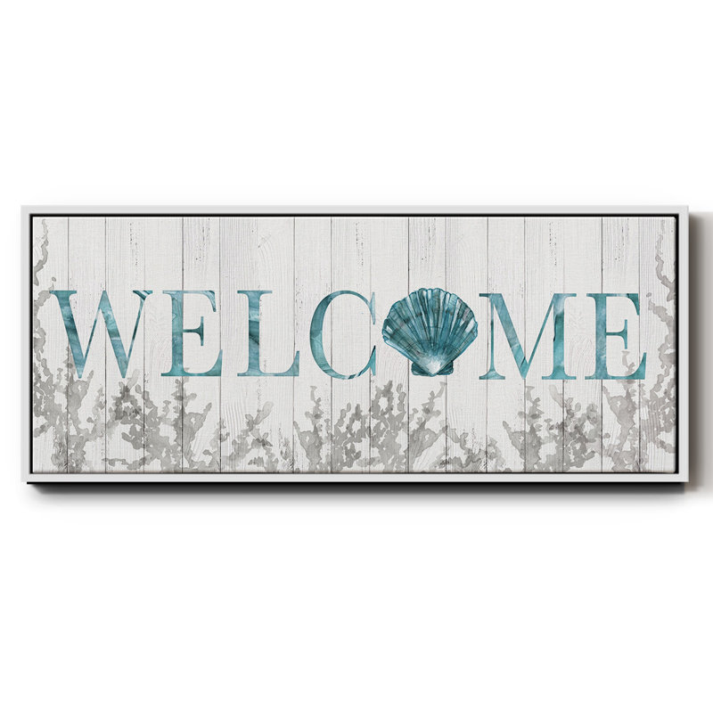 Welcome Shell- Framed Canvas, 20" H x 50" W