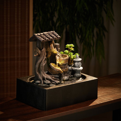 Conneautville Weather Resistant Table Top Fountain with Light