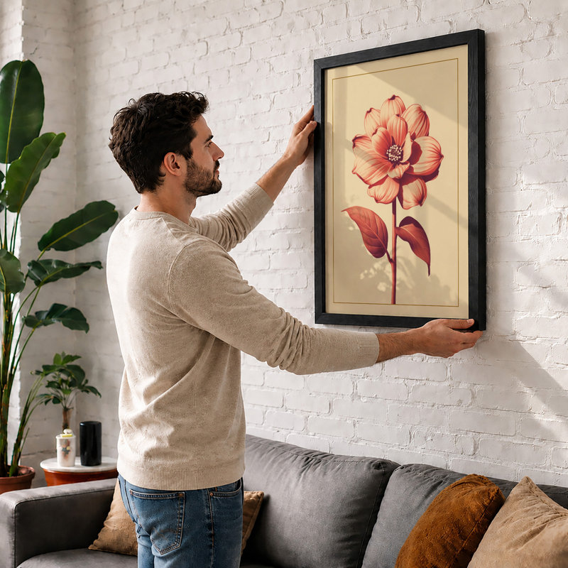 Single Bloom Study Botanical - Framed Print, Oak, A4 - 29.7 x 21.0 cm