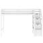 Lit mezzanine simple au-dessus d'un lit double blanc, escalier et lit avec rangement pratique pouvant accueillir 3 personnes confortablement,-1031697448