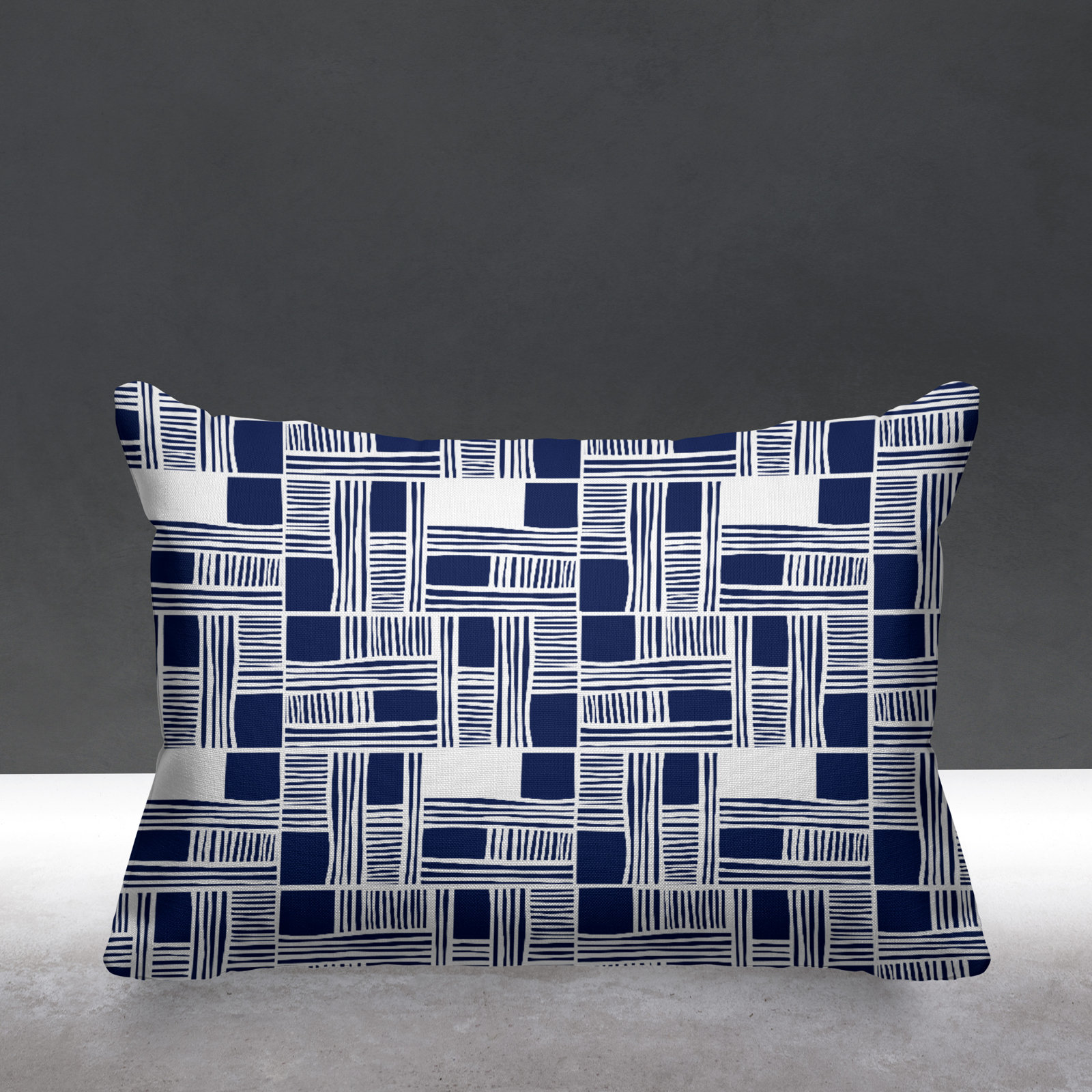 Kapri Indoor/Outdoor Throw Pillow, Blue, 14" x 20", Rectangle