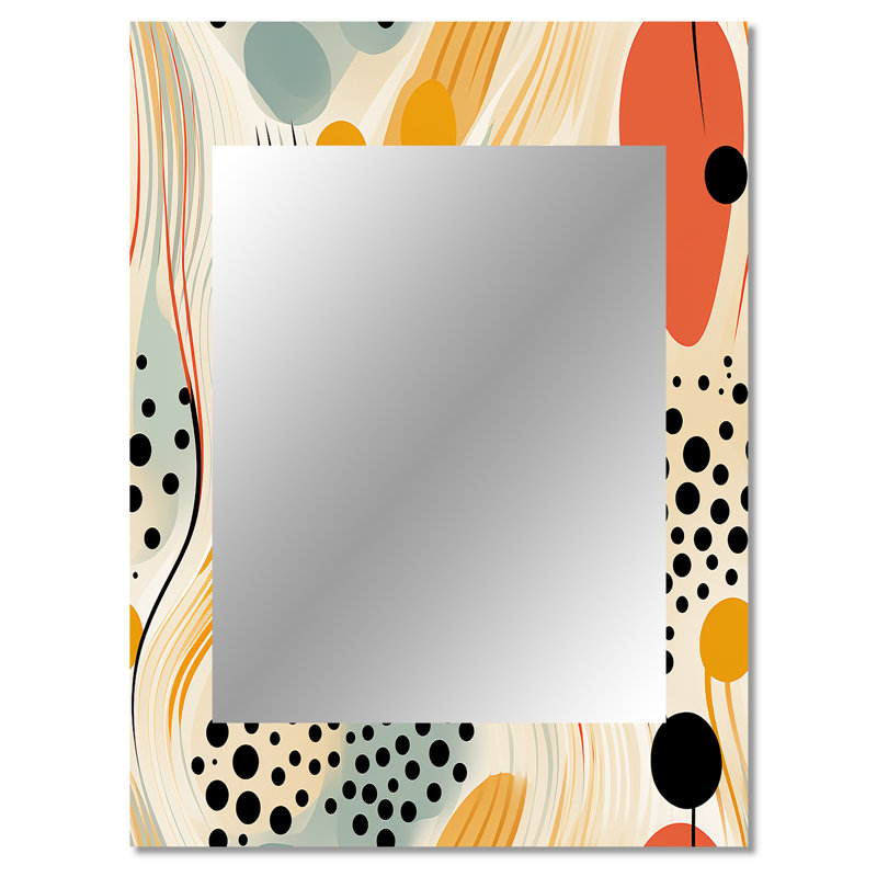 Motif à pois Alyisa Tribal Essence - Miroir décoratif à pois, miroir mural moderne, 40 po x 30 po