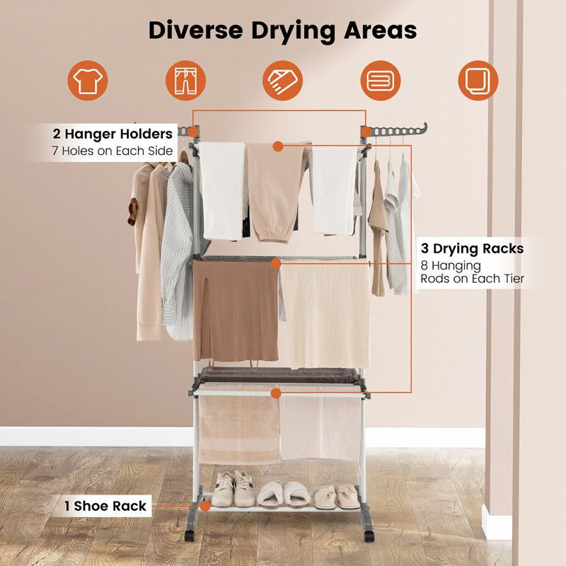 Séchoir à linge pliable en métal
