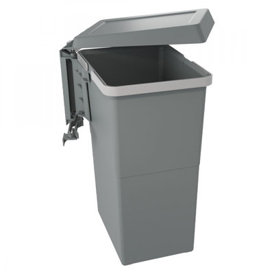 Door & Side Mounted SwingOut Waste Bin for min. 16" Width Frameless Cabinet Opening Grey