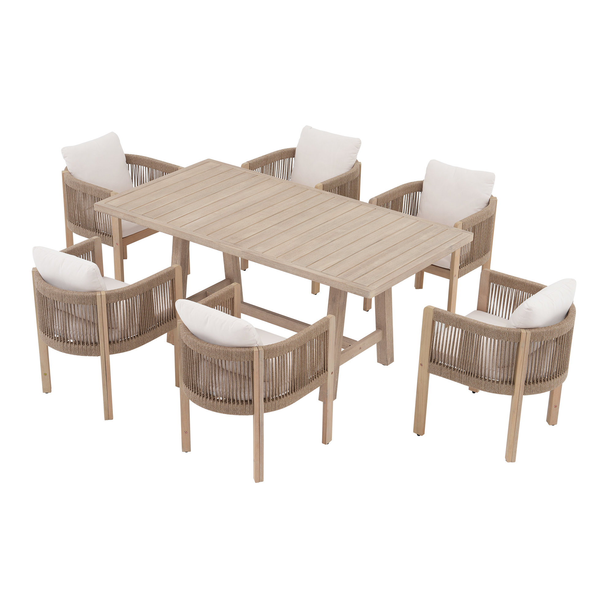 Coleon Bay Isle Home™ Coleon Rectangular Outdoor Dining Set With Cushions ...