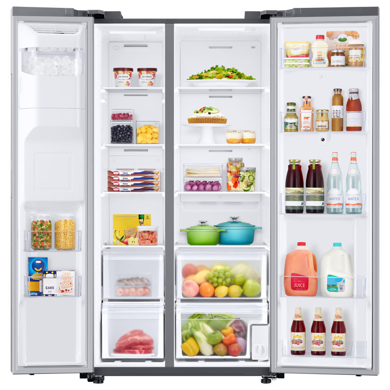 Samsung 22 cu. ft. Counter Depth Side-by-Side Refrigerator with Touch Screen Family Hub, Stainless Steel