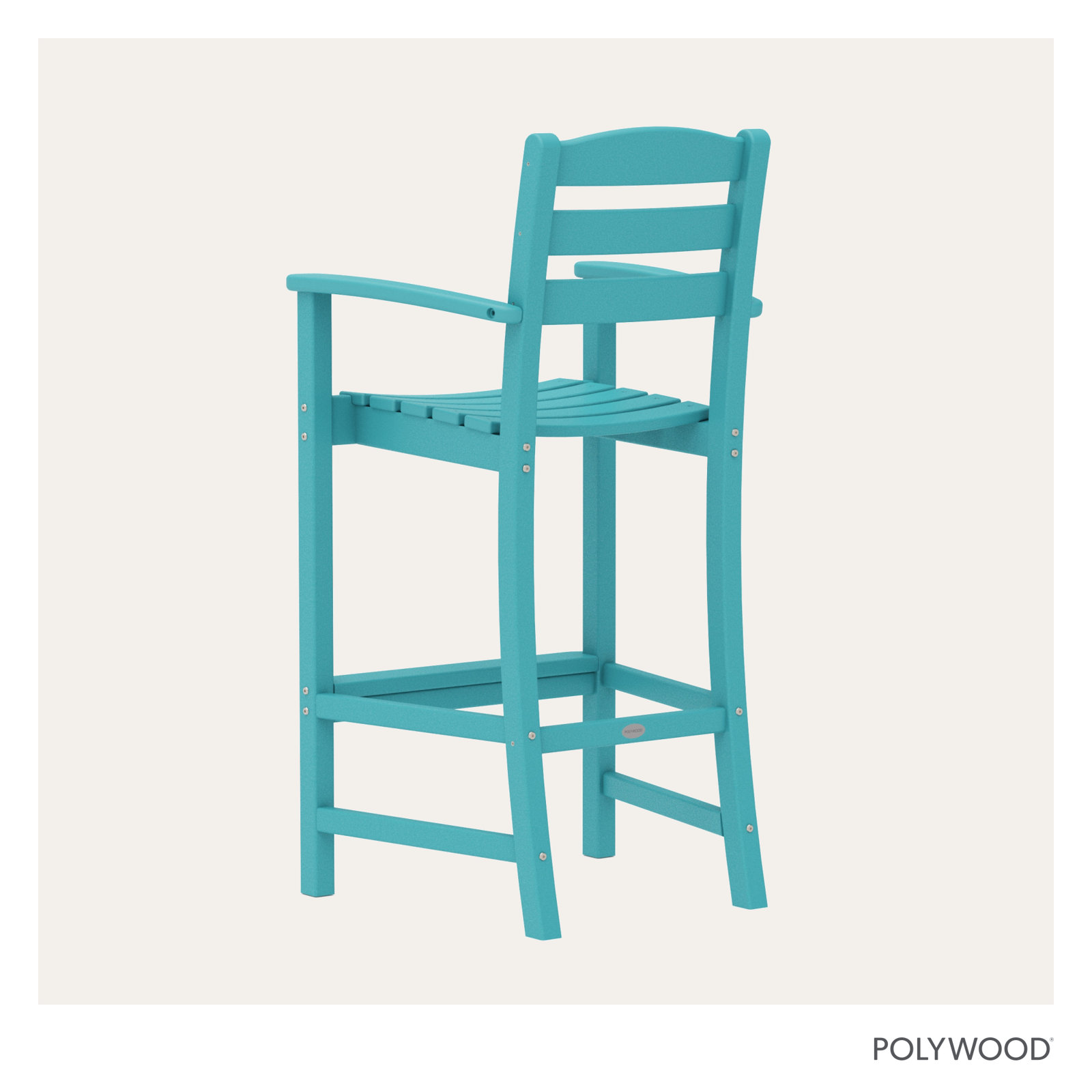 POLYWOOD La Casa Café Bar Arm Chair, Turquoise, Bar Stool (30.13" Seat Height)