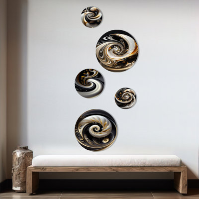 Décoration murale en spirale en verre doré doré noir et blanc V moderne