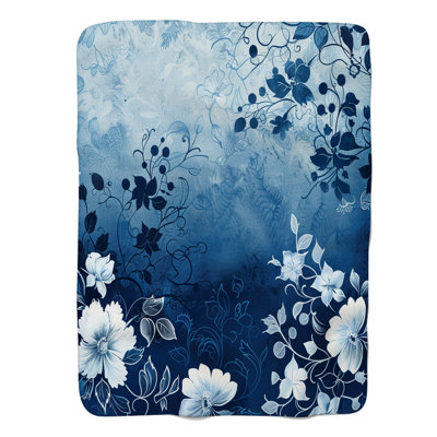 Gradient Floral Motifs - 1 Piece Premium Sherpa Blanket