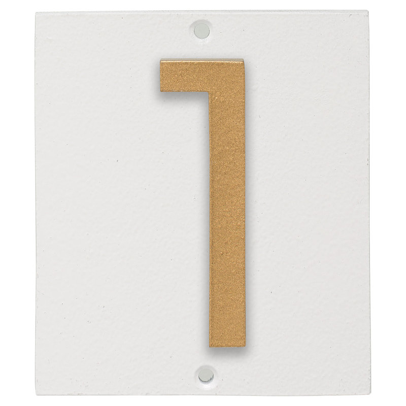 Plaque d’adresse murale sur 1 ligne flottante, Or, Blanc, Oui