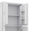 Armoire de rangement pour salle de bain, armoire autoportante avec 4 portes, tablettes réglables