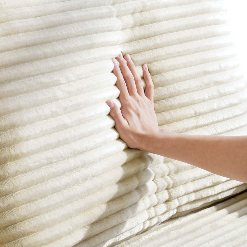 Canapé d'angle infonuagique avec double méridienne et confort sans assemblage, L 76 po, Tissu beige