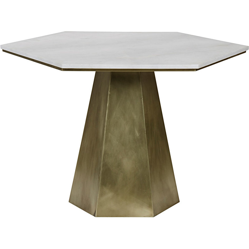 Demetria Round White Quartz and Metal Dining Table