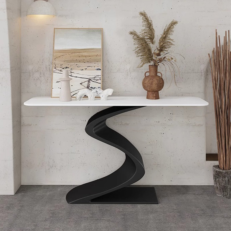 Console Minimalist Creative, H 31,5 po x l 55,1 po x P 14,6 po, Blanc, Noir