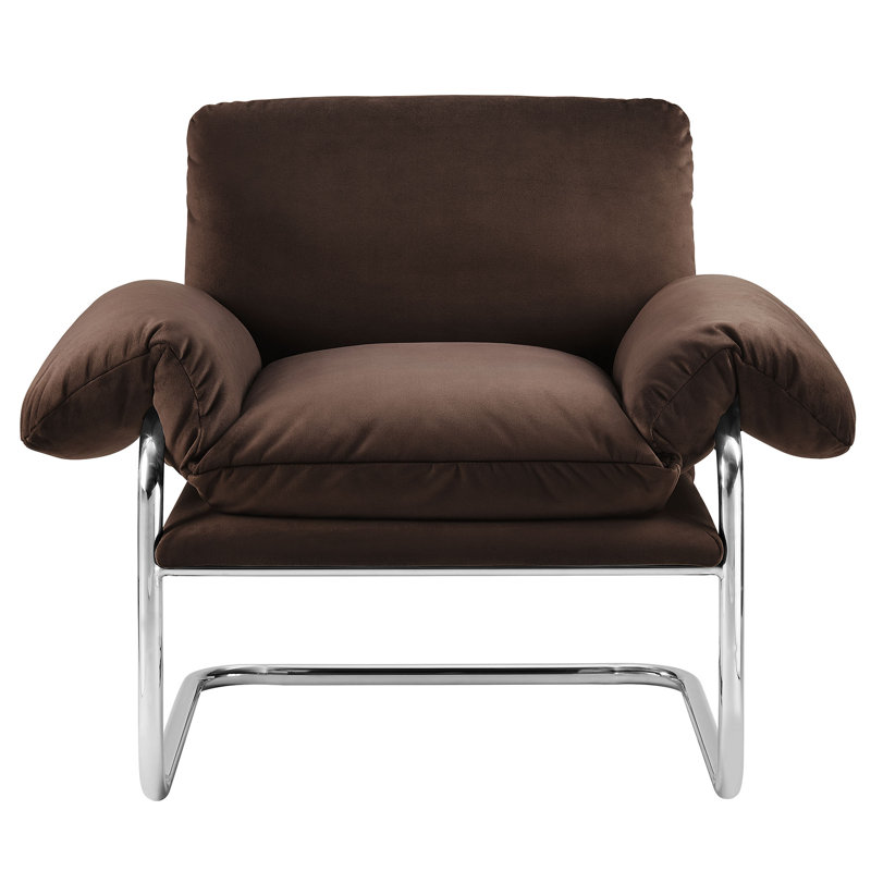 Ansel Performance Velvet Accent Chair, Chocolate Brown