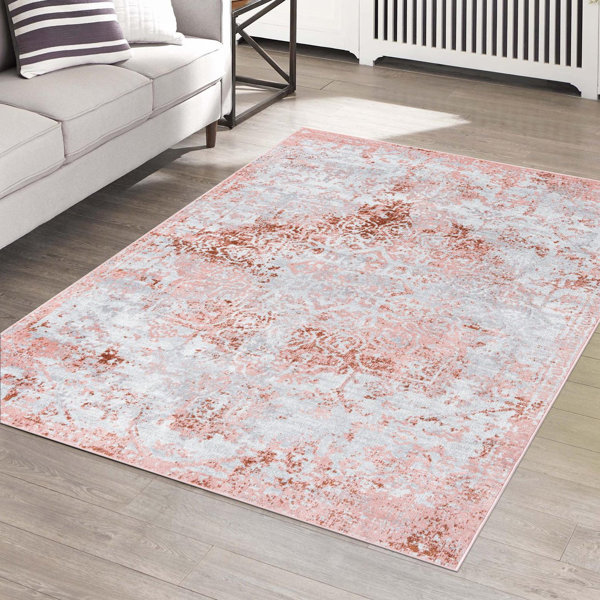 Blush Pink Rose Gold Nautical Anchors Rug by Eclectic
