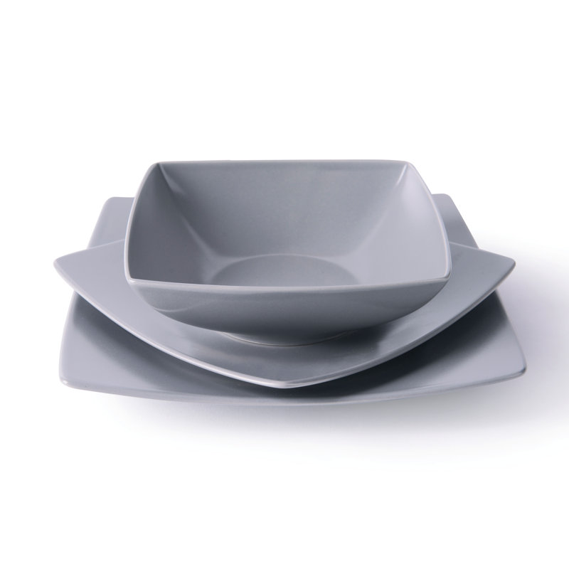 Eclipse 18 Piece Ceramic Dinnerware Set - Service for 6, Grey