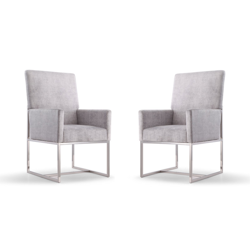 Element Tufted Velvet Upholstered Arm Chair, Gray, 2