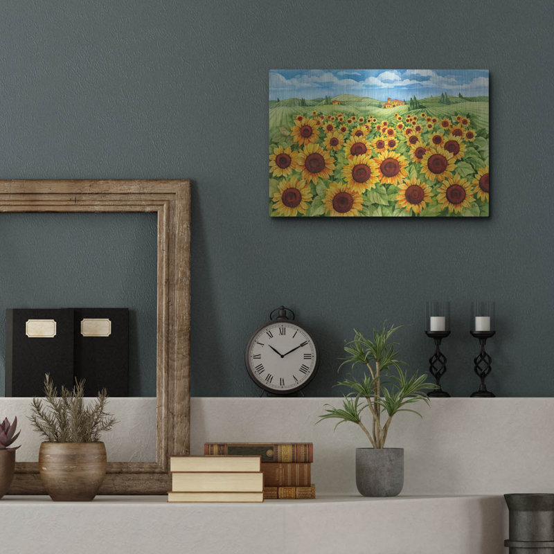 August Grove® «Sunflower Field» par Paul Brent, art mural en métal, H 12 po x l 16 po