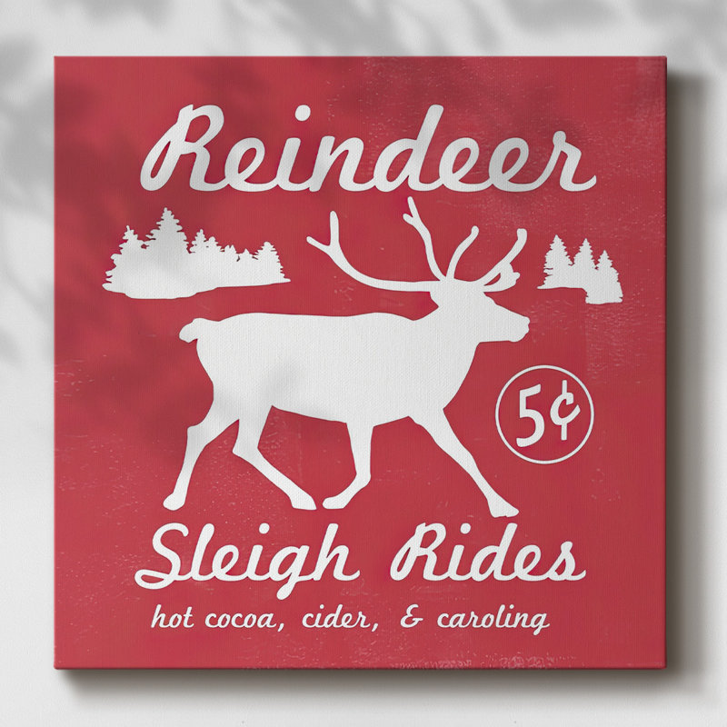 «Reindeer Rides I» sur toile, H 10 po x l 10 po x P 1,5 po