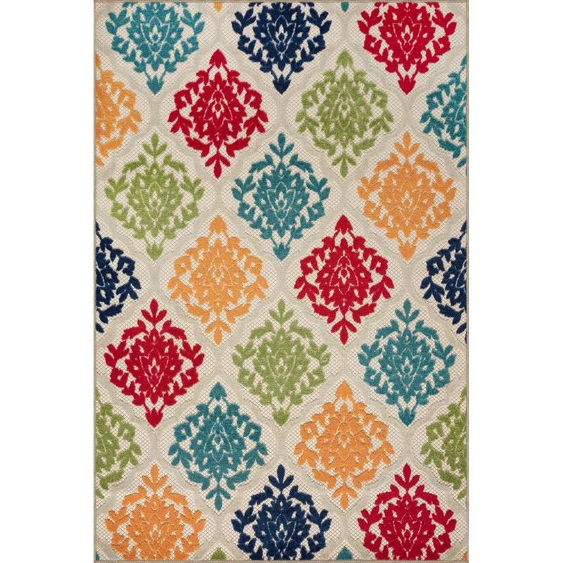 Tapis décoratif à motif géométrique à rayures de couleur mélangée lavable à la machine