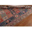 Tapis brun / rouge / bleu en laine noué à la main de conception unique 5 pi 11 po x 9 pi New Age