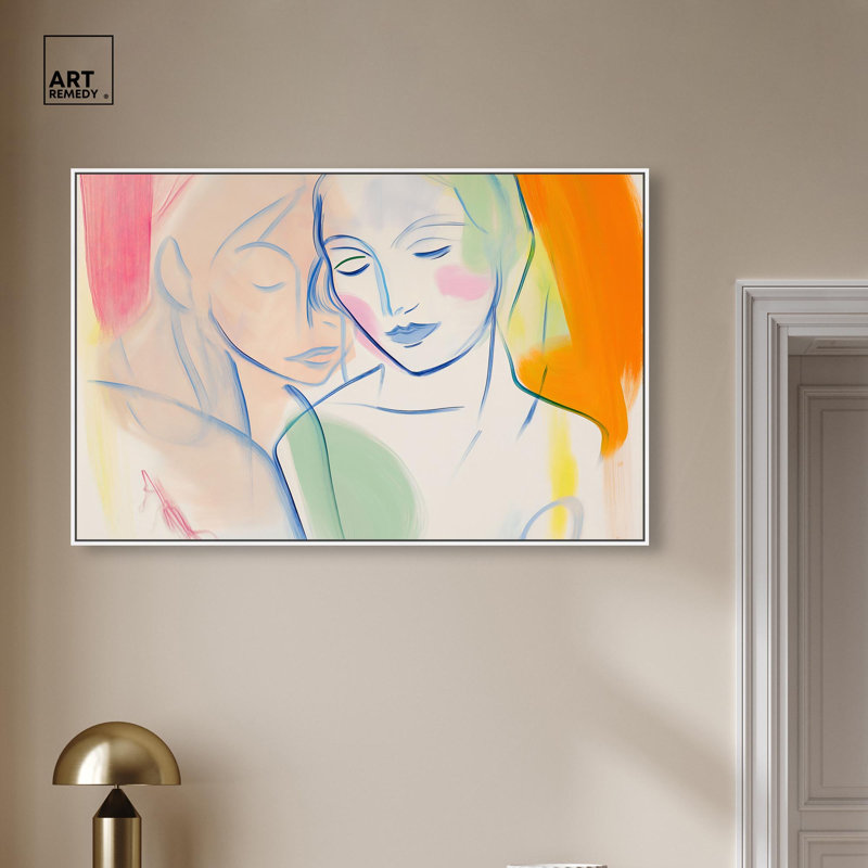 Décoration murale Maximalist Brushstroke Bond par Art Remedy, Cadre flottant blanc, H 31 po x l 46 po