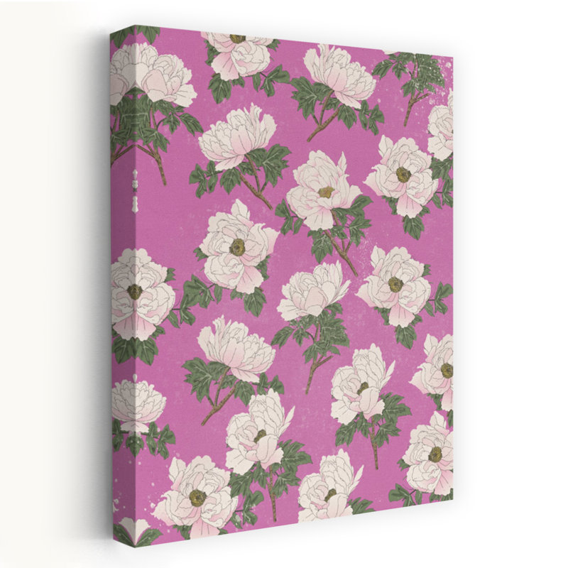 Art mural abstrait avec pivoine rose, H 18 po x l 12 po